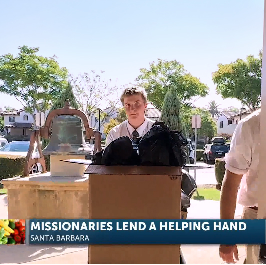 Volunteers packing weekend food bags at St. Vincent's Santa Barbara
